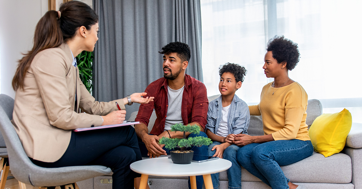 An agent meets with a family