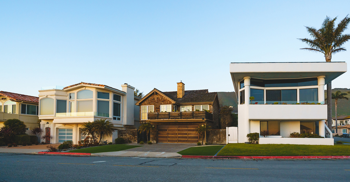 A street of California homes