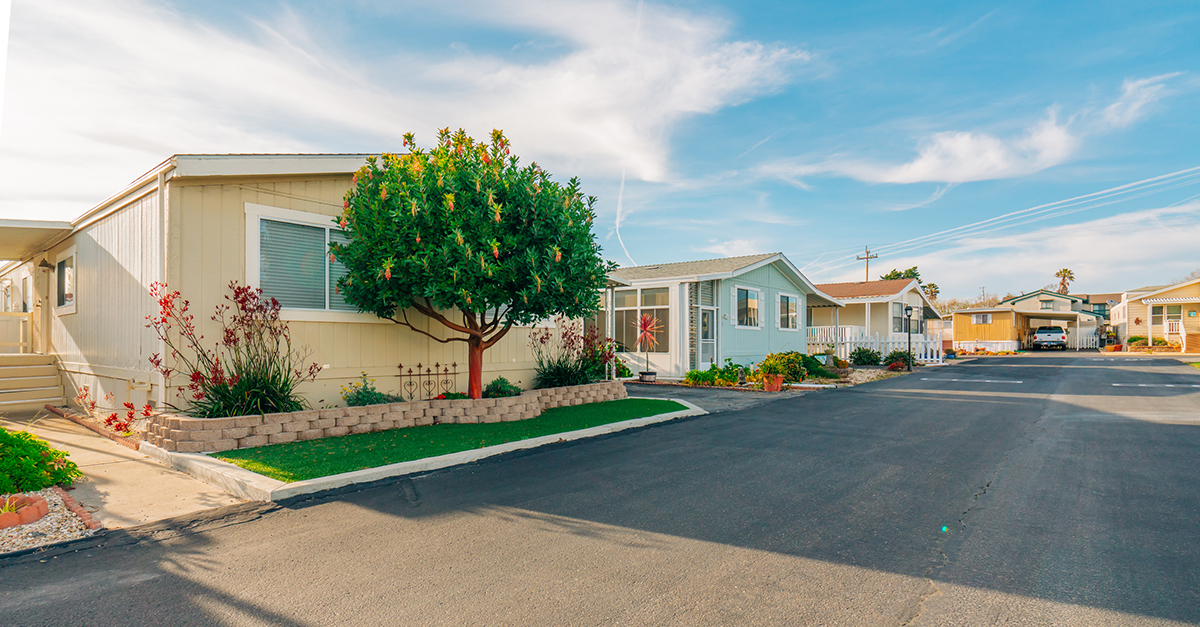 A row of manufactured homes