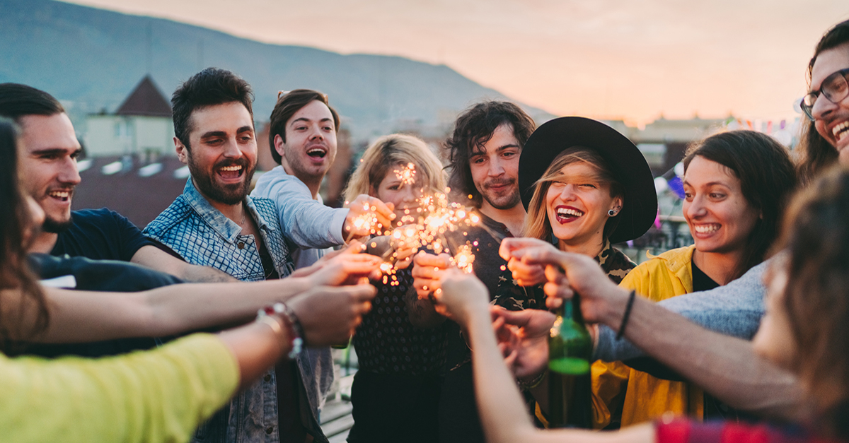 A group of friends at a new years party